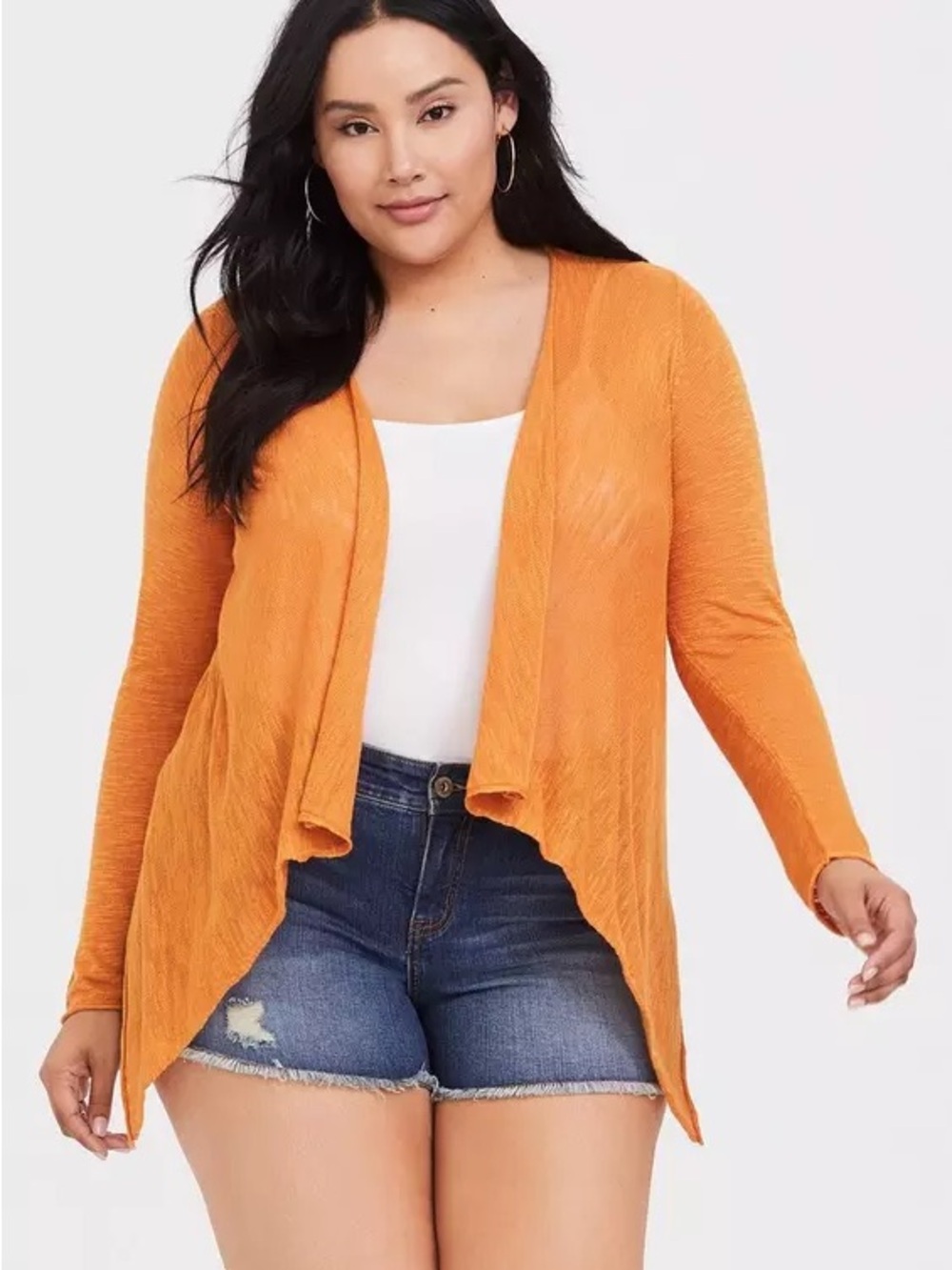 NWT TORRID SIZE 2 2x 18 20 Slub Cardigan Drape Front Sweater orange